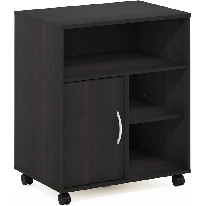 Підставка для комп'ютера та принтера Furinno Econ Home Office з роликами, 3-рівнева з дверцятами (Espresso)