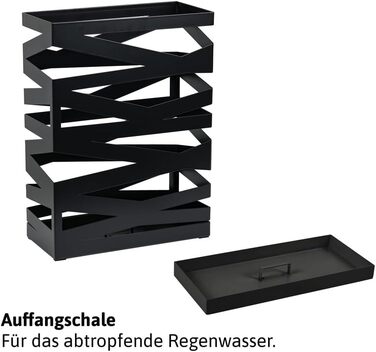 Підставка для парасоль підставка 'Maxi' з металу з піддоном для збору води та гачками - Економна 34x14x46 см - Елегантний чорний колір - Ідеальна для декорування прихожого та входу