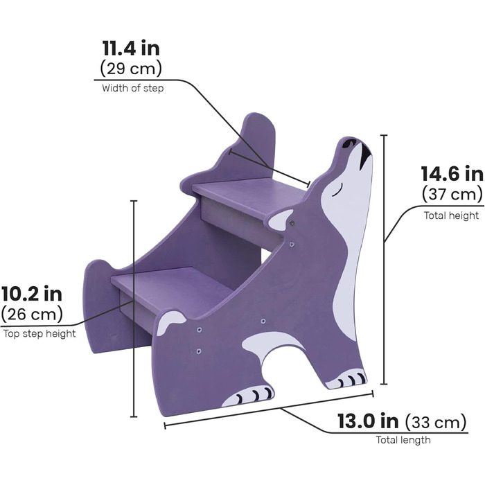 Дитячий тритухомір Wild Kids з дерева, 2 сходинки, для ванної кімнати, фіолетовий (Montessori)
