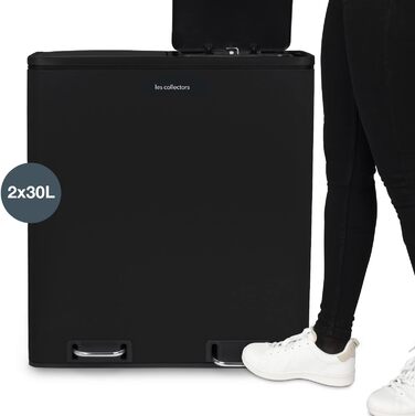 Сміттєвий бак Les Collectionneurs Sensor №1012, 69л, 3 відсіки (47+11+11л), автоматичне відкривання, інфрачервоний датчик, тиха кришка, дизайн (чорний)