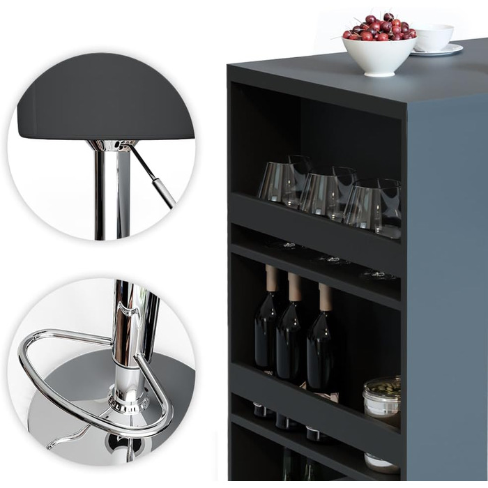 Набір барного столика та табуреток Vicco Bartisch-Set, білий/антрацит, 80 x 57 см (2 табуретки)