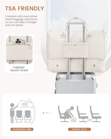 Сумка-органайзер для одягу LOVEVOOK, 53L, 2 шт., бежева. Сумка-рюкзак для подорожей, з містким відділенням для взуття, водонепроникна, для ручної поклажі