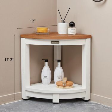 Крісло для душу Eck-Duschhocker, водонепроникне, Polyholz, біле/коричневе, з регульованими ніжками, антиковзне, для ванної кімнати