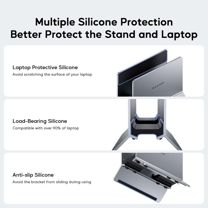 Підставка для ноутбука вертикальна, алюміній, регульована, для Mac, MacBook Air, Pro, iPad, Tablet, Mini - сіра