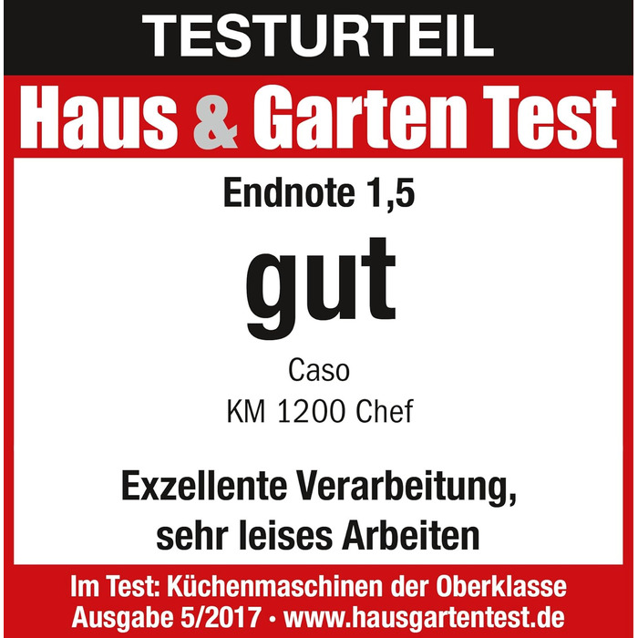 Кухонна машина CASO KM 1200 Chef: 6 літрів, 8 швидкостей, алюмінієвий корпус, преміум-якість