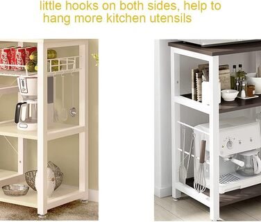 Стелаж для кухні Soges: місткий, з 3 полицями, для мікрохвильової печі, чорний (темно-коричневий)