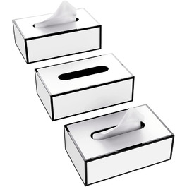 Коробка для серветок JiaWei, прямокутна коробка для серветок 23,5 x 12 x 7,8 см паперова коробка для серветок, коробка для серветок, диспенсер для серветок, тримач для серветок, кришка коробки для серветок-чорний (білий (3 шт.), 23,5x12x7,8 см (всередині))