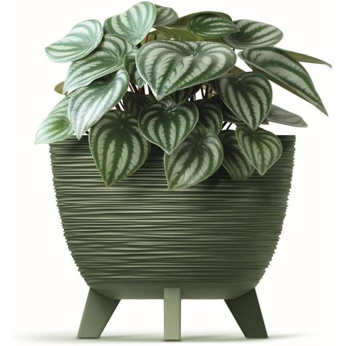 Квітчанка BirnePower Furu Ø 39,5 см, антрацит, 26 л – круглий горщик для квітів з ніжками, пластик, для дому та саду