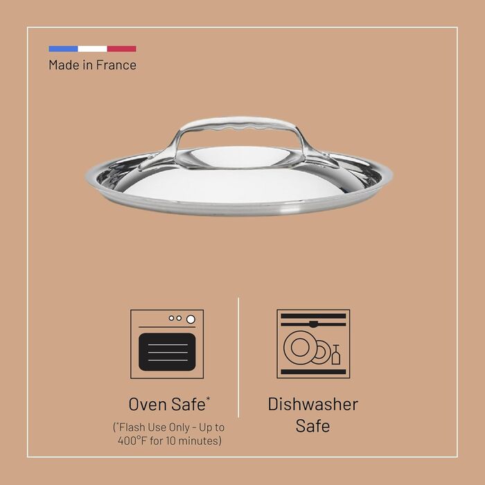 Кришка з нержавіюючої сталі De Buyer з чавунною ручкою, діаметр 16 см, срібляста, 3709.16N