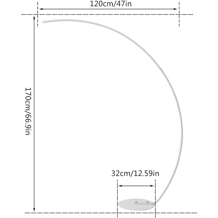 Світлодіодна дугова лампа Aanyhoh з можливістю затемнення, торшер 25 Вт з дистанційним керуванням, 3 колірні температури, білий, H 170 см