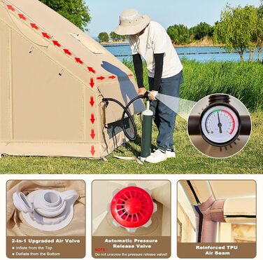 Надувний намет для кемпінгу Oxford 4-6 осіб, водонепроникний, Air Glamping - швидкозбірний намет для відпочинку на природі