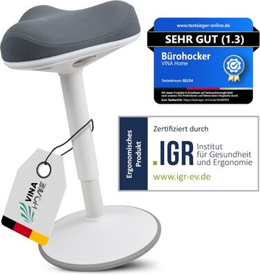 Офісний стілець ZIP SH-01 Graphitblau: ергономічний, регульована висота (58-83 см), знімний чохол, сертифікат IGR