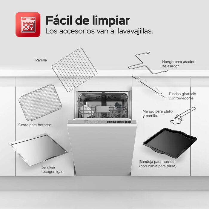 TurboTronic Міні-піч 4в1: конвекційна піч, фритюрниця, дегідратор, гриль. Об'єм 32л, з поворотним шампуром та аксесуарами. Чорний колір.