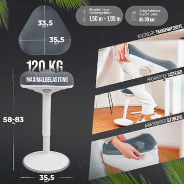 Офісний стілець ZIP SH-01 Graphitblau: ергономічний, регульована висота (58-83 см), знімний чохол, сертифікат IGR