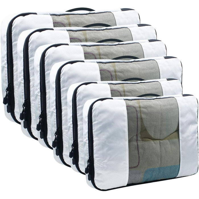 Набір органайзерів для одягу в подорож Netspower, 6 шт, сітчасті сумки для валізи, рюкзака та взуття, зелені