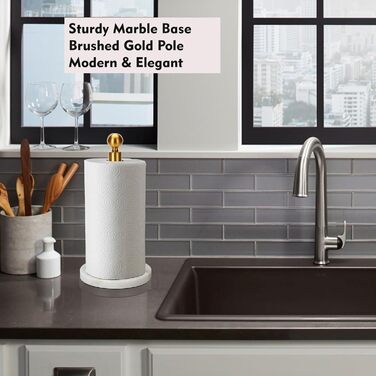 Тримач для паперових рушників золотого кольору з мармуровою підставкою на стільницю, стійкий диспенсер для однієї руки