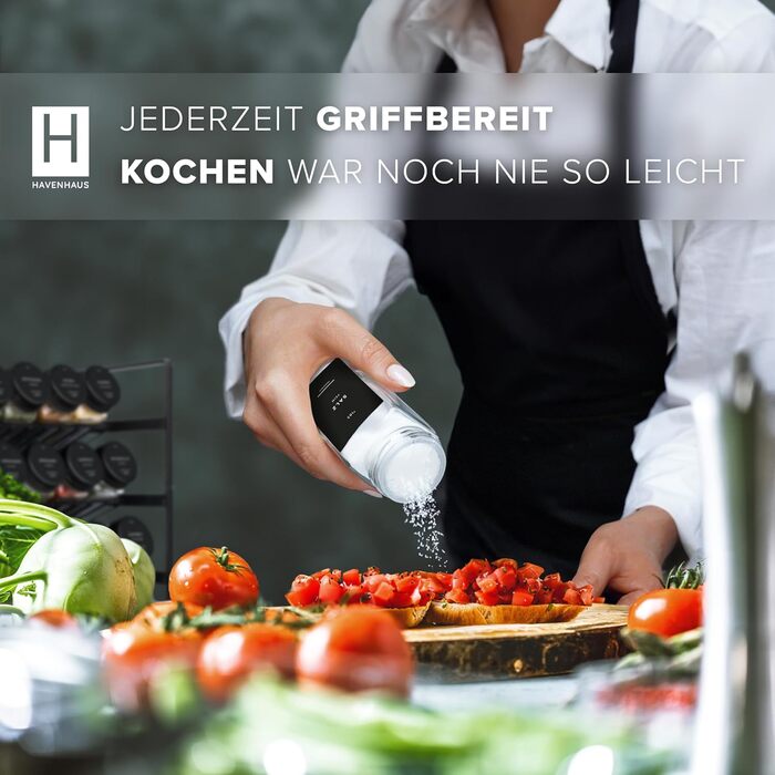 Набір баночок для спецій, 24 шт., чорний колір | Організатор для спецій з 336 етикетками | Кухонне зберігання спецій | Сучасний набір баночок для спецій з кришками-ситами