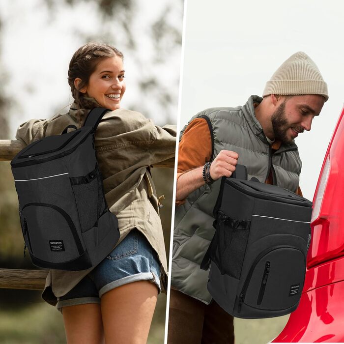 30L Рюкзак-холодильник великий, витримує протікання, ізольований рюкзак для пікніків для чоловіків та жінок, термосумка для пляжу, кемпінгу, відпочинку на природі, риболовлі, зелений (чорний)