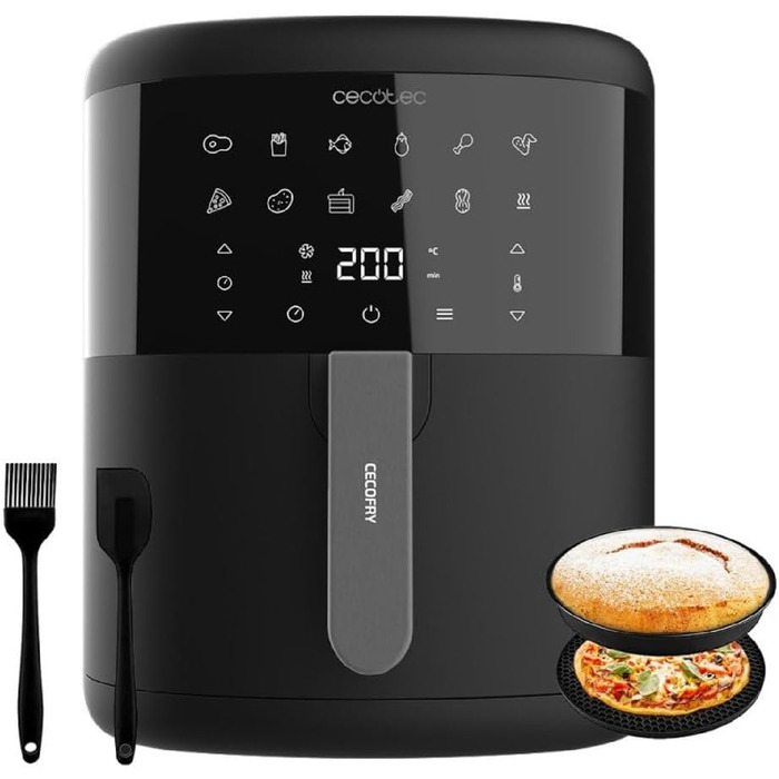 Фритюрниця без олії Cecotec Cecofry Bombastik 6000 Full, 6 л, 1700 Вт, PerfectCook, 12 режимів, сенсорне управління, чорний | з аксесуарами