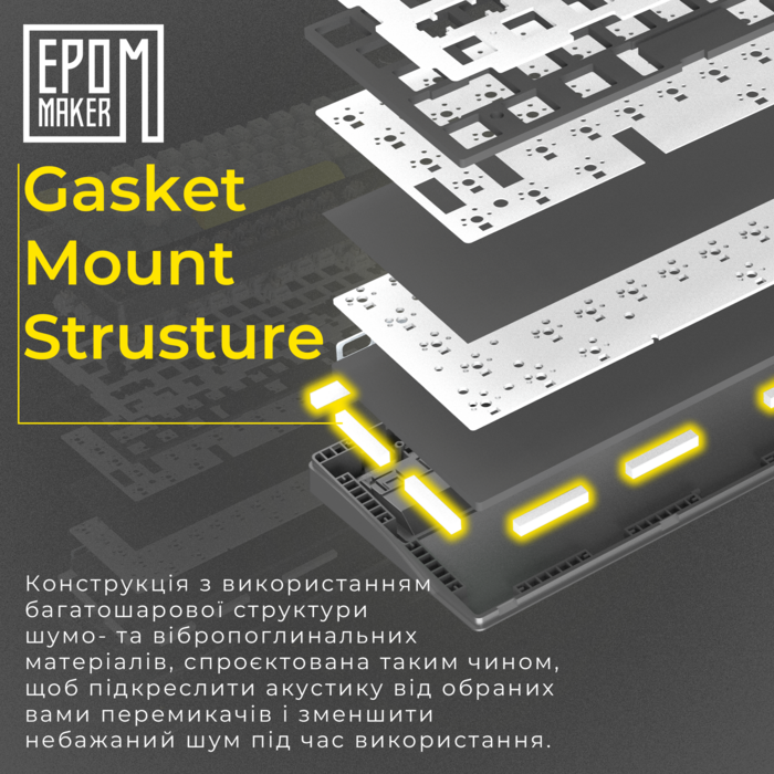 Клавіатура механічна бездротова EPOMAKER EK68 Flamingo Black (EK68-B-F)