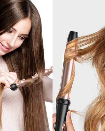 BESTOPE PRO 6-в-1 Локкенштаб: Великі та малі локони, різні насадки, регулювання температури, рукавички (Рожеве золото)