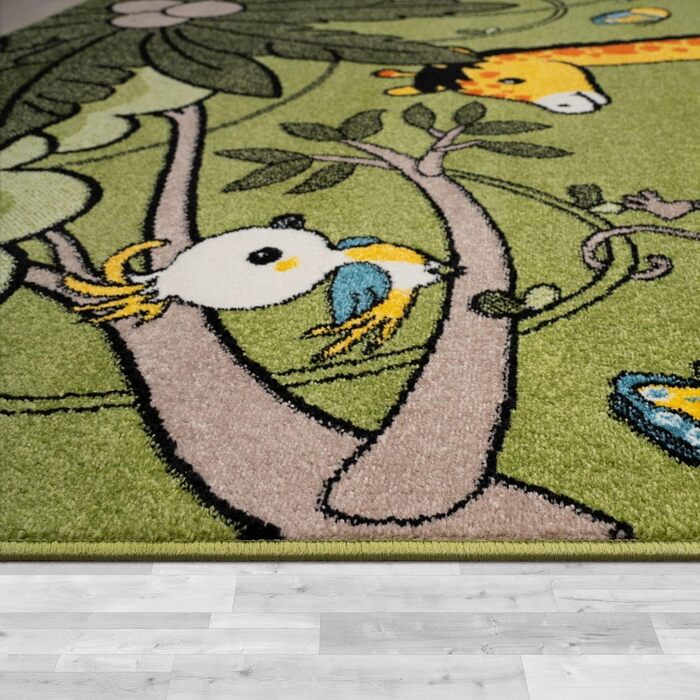 Домашній Сучасний килим для дитячої кімнати TT, тварини із зоопарку, слон, жираф, лев, мавпа, сова зеленого кольору, розмір120x170 см, 120x170 см, 120x170 см