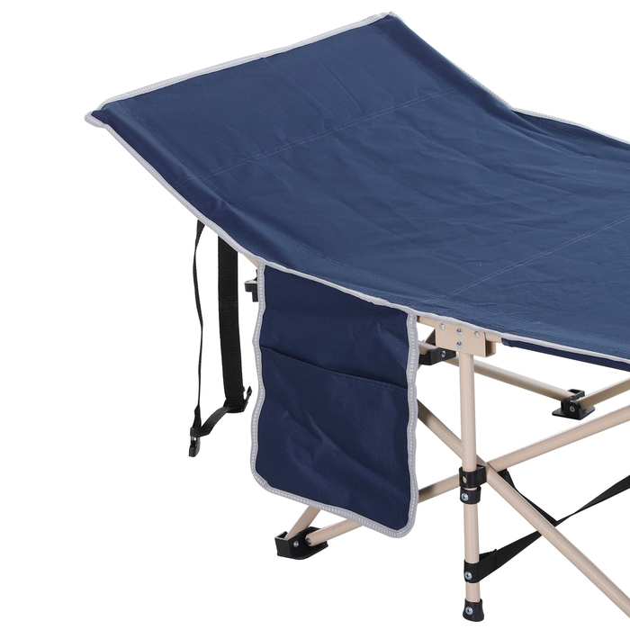 Розкладне кемпінгове ліжко Outsunny Camp Bed з сумкою для зберігання, сталь і оксфорд, синій, 190x68x52см| Аосом