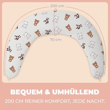 Підтримка для вагітних Stillkissen XXL 200x70 см. Подушка для годування та сну, бамбук, ергономічна, для вагітних та годуючих, з бавовняним чохлом, 100% бавовна, багатофункціональна