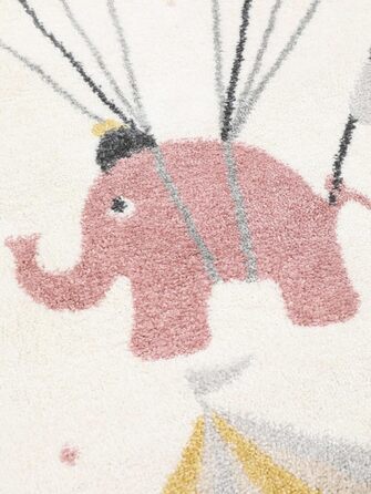 Мавпячий цирк, Дитячий килимок, Дитячий килимок для дітей, Ігровий килимок для немовлят, Сучасний дизайн, Короткий ворс, Без шкідливих речовин, Брудно-білий/Синій (100 x 160 см, Брудно-білий/Рожевий)