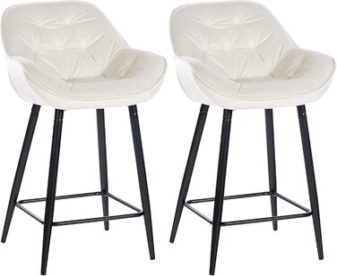 Барні стільці Gibson, 2 шт. - рожеві, з підніжкою, з велюру, для кухні/бару