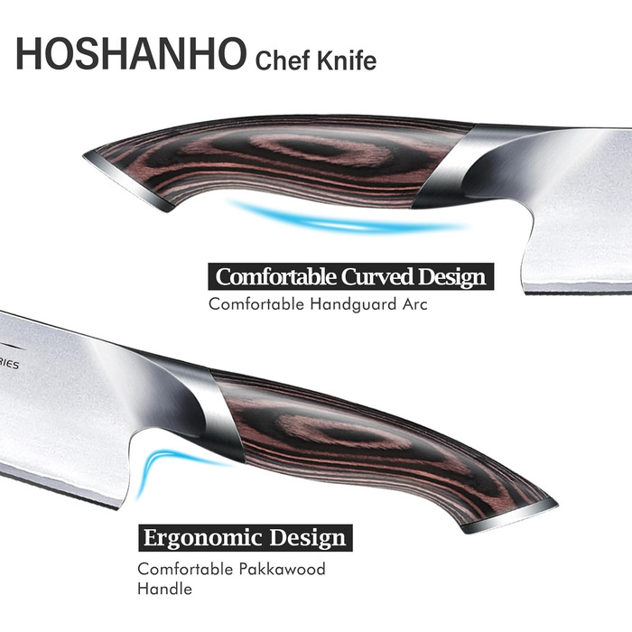 Ніж кухарський HOSHANHO Profi: гострий кухонний ніж шеф-кухаря з високоякісної нержавіючої сталі, універсальний, з ергономічною ручкою, у подарунковій коробці