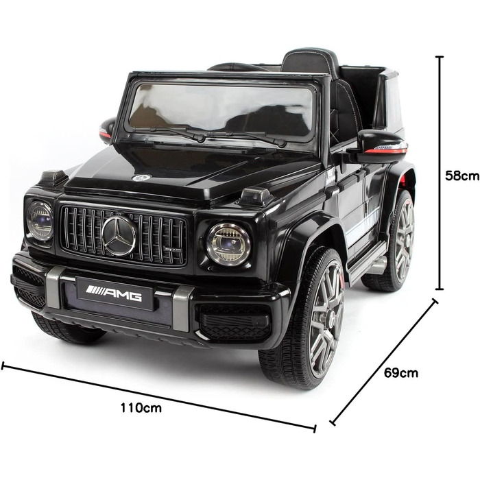 Дитячий електромобіль Mercedes G63 AMG 4x4, 180 Вт, шкіряне сидіння, 4 амортизатори, EVA-колеса, 12V 9Ah, пульт ДК, чорний