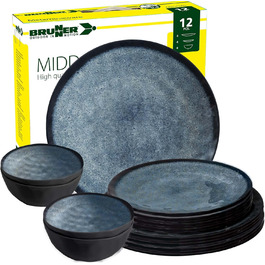 Набір посуду для кемпінгу Brunner Outdoor in Motion Melamin | 8 предметів (тарілки, миски, чашки) для 1-2 осіб | Tête a Tête Venetian | Зручний, міцний, антиковзний
