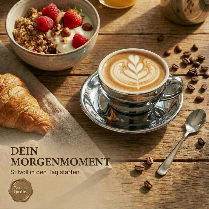 Набір кавових чашок Капучіно 6 шт. з підставками, білий, італійський стиль, 200 мл