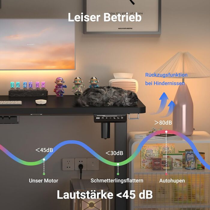 Регульований стіл для роботи з USB-C зарядкою 140 x 60 см, функція пам'яті. Стабільний електричний стіл, стоячий/сидячий, офісний, чорний.