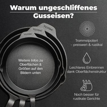 Сковорода чавунна індукційна 24 см, нешліфована, універсальна - Сковорода з чавуну преміум-якості, 24 см
