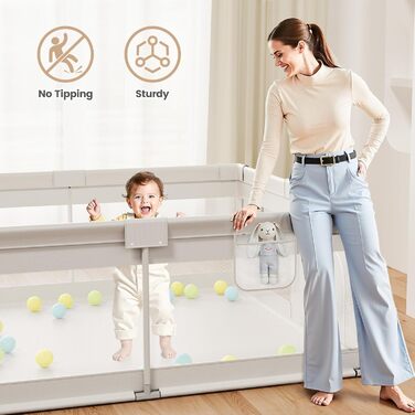 Дитячий манеж Laufstall Baby 175x150 см - великий ігровий простір з безпечним мережевим дизайном, неслизьке дно, 2 кільця для іграшок