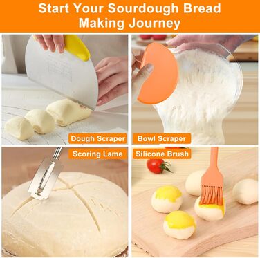 Набір для випікання хліба з закваскою: форма для хліба, силіконовий скребок, скляний контейнер для закваски