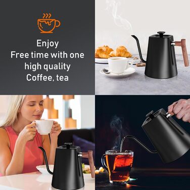 Електричний чайник з нержавіючої сталі 1L з лебідь-шийкою, функцією підтримки тепла 24 години та швидким нагрівом 1200W з індикатором температури