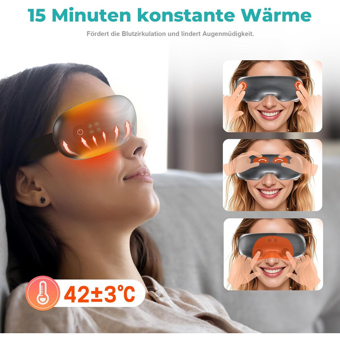 Масажер для очей Aspria® Eyecloud Vision з підігрівом та Bluetooth, видимий дизайн, масаж повітрям, розслаблення очей для втомлених/сухих очей, подарунок для жінок, чоловіків, друзів та сім'ї