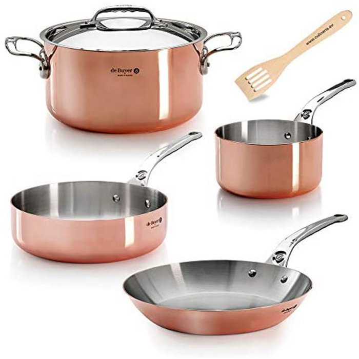 De Buyer Prima Matera 28 cm / 8L Copper Induction Stockpot with Lid (6242.28)