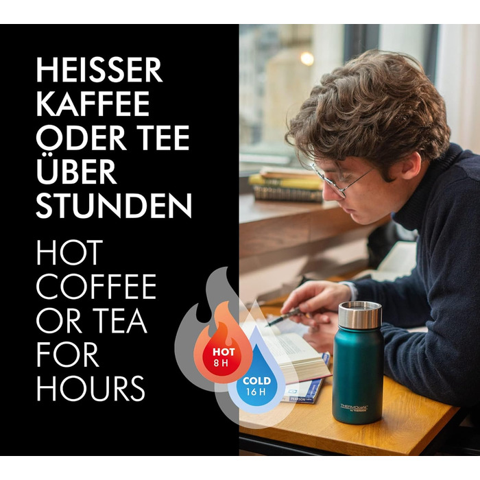Термокружка THERMOcafé by THERMOS TC 0.35л, Stone Grey Mat, нержавіюча сталь, ізоляція, для кави з собою, не протікає, 8 год гаряча & 16 год холодна, для миття в посудомийній машині, BPA-Free