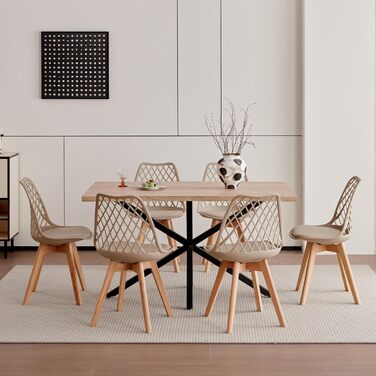 Сучасний прямокутний стіл з МДФ-плитою та чорними металевими ніжками, для вітальні або кухні, 140x78x77 см, темний дуб (світла структура дуба, 140*78*77 см)