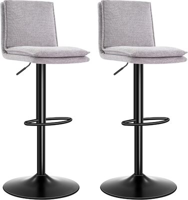Барний стілець з льону, регульована висота, обертається, з підлокітником, для кухні та їдальні, сірий, 2 шт. Gary New