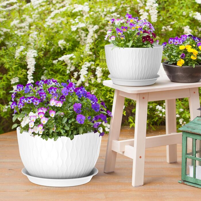 Набір горщиків для квітів з системою поливу (3 шт.) 30/25/22 см, білі