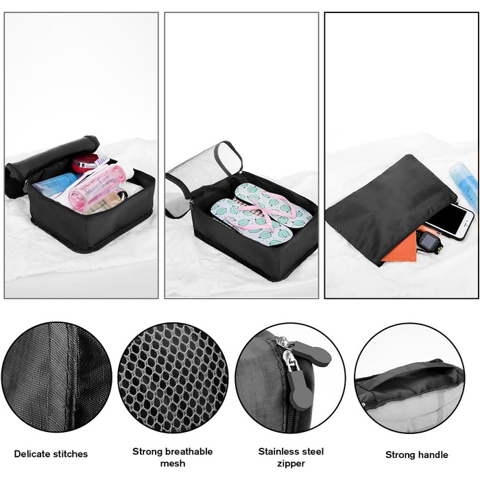 Набір органайзерів для валізи та подорожей, водонепроникні пакувальні куби для одягу, 12 шт, чорні