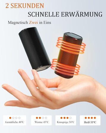 Електричні грілки для рук KINREECELL 10000mAh, 2 шт., з магнітним з'єднанням, зарядний кейс, 4 режими нагріву, до 55°C, тривалий час роботи, портативні