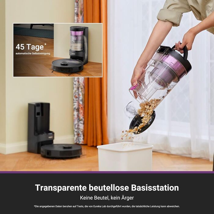 Робот-пилосос Eureka E20 Plus: 8000 Pa, самостійна очистка, DuoDetect AI, білий/чорний