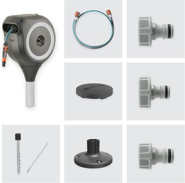 Набір для поливу Gardena RollUp M 20 м: шланг, тримач, система поливу та розпилювач. Ідеально для середніх садів.