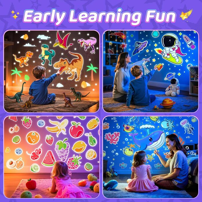 Дитячий нічник-проектор One Fire у формі єдинорога: 15 фільмів, 15 варіантів білого шуму, дистанційне керування, акумулятор 1200mAh, обертання 360°, подарунок для дівчаток 3-12 років